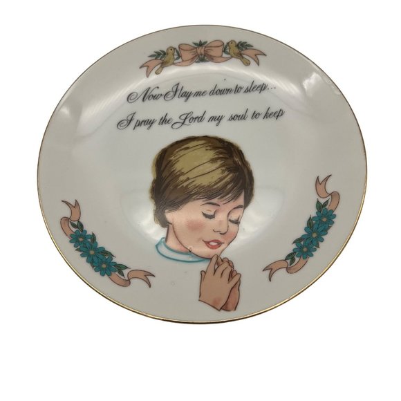 Vintage Collectible Plate Now I Lay Me Down To Sleep Japan 7.25" Religious Theme - Picture 1 of 5